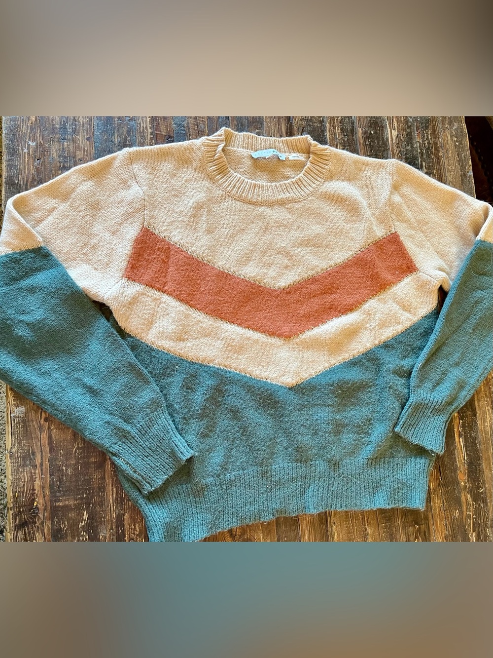 Baltic Born Chevron Crewneck Sweater With Glittery Strands Throughout Sz L